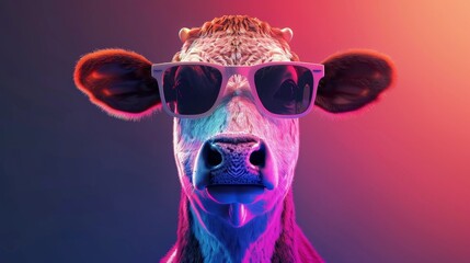 An artificial intelligence-generated cow wearing sunglasses