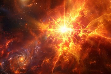 Star Emitting Plasma Flares in Dynamic Space Scene
