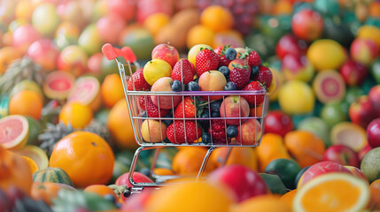 Abundance of Fruit in Shopping Cart