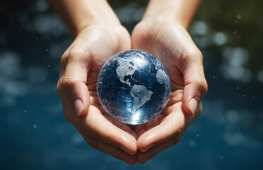 Sustainability Symbol - Hand-Held Glass Globe Signifying Energy Savings