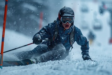 Athletes wearing black ski suits - Powered by Adobe