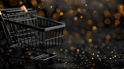 Black Shopping Cart on Table