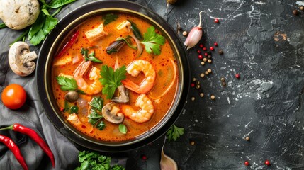 Traditional Thai soup - Tom yam, spicy asian food