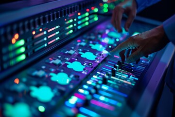 Holding Blue Cloud with Digital Security Lock and Glowing Nodes