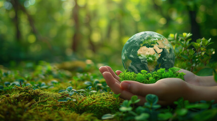Person Holding Green Globe in Their Hands