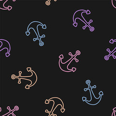 Seamless pattern with colorful outline anchors