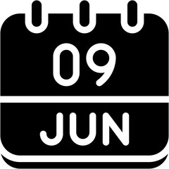 Vector Icon Calendar, june, nine, 9, calendar date, monthly calendar, time and date, month, schedule