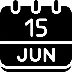 Vector Icon Calendar, june, fifteen, 15, calendar date, monthly calendar, time and date, month, schedule