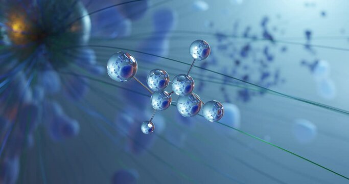 Halothane rotating molecular 3d structure ball-and-stick model, looped video general anaesthetic