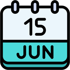 Vector Icon Calendar, june, fifteen, 15, calendar date, monthly calendar, time and date, month, schedule