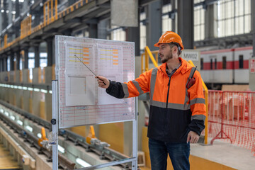 A locomotive engineer manager trains staff, coordinates teams, dispatches work orders and schedules