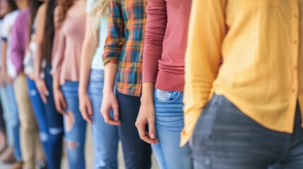 Standing In Line. Group of Young Professionals in Business Attire