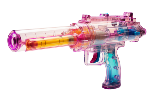 Vibrant Cosmic Blaster on a White or Clear Surface PNG Transparent Background.