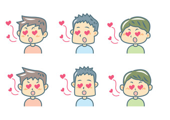 恋をする男の子のイラストセット