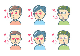 恋をする男性のイラストセット