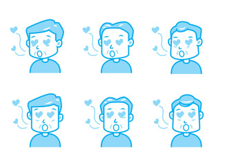 恋をする男性のイラストセット