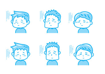 落ち込む男の子のイラストセット