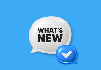 Whats new tag. Text box speech bubble 3d icons. Special offer sign. New arrivals symbol. Whats new chat offer. Speech bubble banner. Text box balloon. Vector