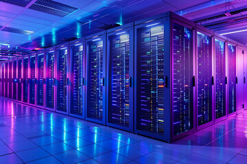 Modern networking and telecommunication, server room within a datacenter