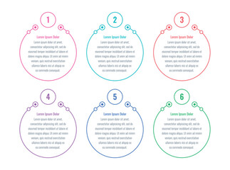 Infographic template for magazine, education, internet, annual report, business. vector infographic template. round six steps informational template