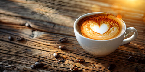 Latte Art Heart\ Morning Coffee Bliss - Powered by Adobe