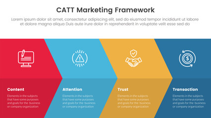 catt marketing framework infographic 4 point stage template with big arrow fullpage combination for slide presentation