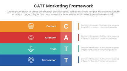 catt marketing framework infographic 4 point stage template with big rectangle box vertical stack on left layout for slide presentation