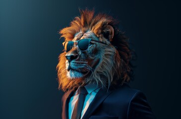 A lion in suit and tie