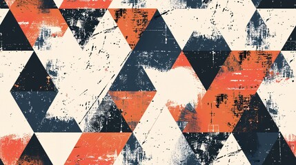 Fototapeta premium Sophisticated seamless design featuring abstract geometric elements with a worn fabric-inspired look.