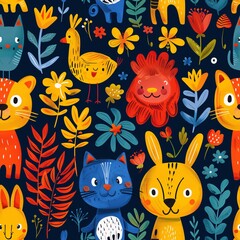 seamless pattern with funny cats