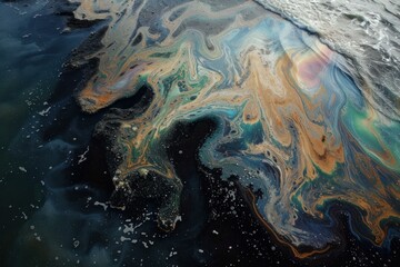 Catastrophic Sea oil spill. Travel global purity. Generate Ai