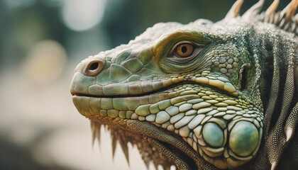 Fototapeta premium Close up of iguana lizard animal 