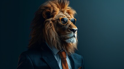 A lion in suit and tie