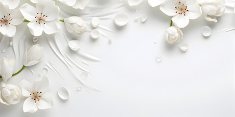 White flowers on a white background, showcasing delicate beauty and purity