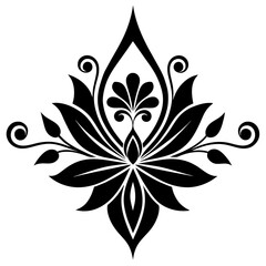 Abstract flower ornamental design vector art silhouette illustration