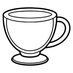 Tea with cup line art vector illustration 