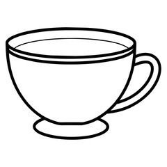 Tea with cup line art vector illustration 