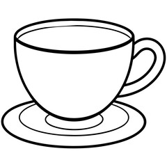 Tea with cup line art vector illustration 