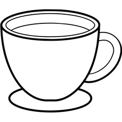 Tea with cup line art vector illustration 