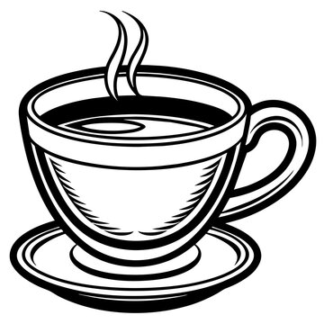 recommend clip art: Tea with cup line art vector illustration 