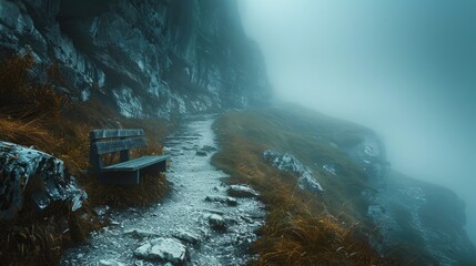 Mountain Path and a Seat in the Mist