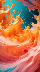 Dynamic colorful fluid splashing and spraying, abstract background