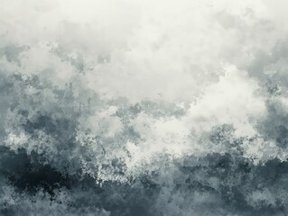 Abstract painting of a cloudy sky with shades of gray and white, evoking a moody atmosphere.