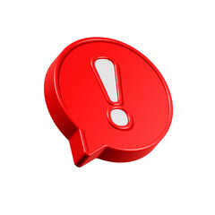 3D Realistic red warning sign red color