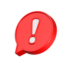 3D Realistic red warning sign red color