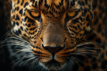 Obraz premium A close up of a leopard's face with its eyes open and staring