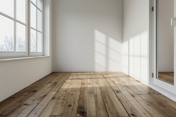 Empty bedroom interior background wooden floor created with Generative AI