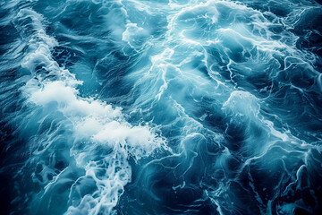 In the sea's background, waves on the water surface