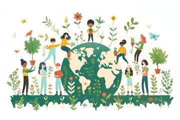 Fototapeta premium People and Earth, Illustration