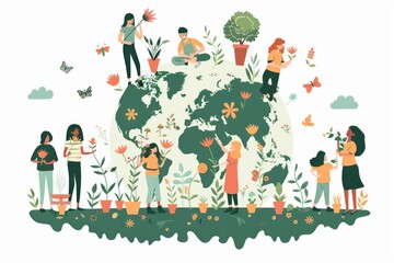 Fototapeta premium People and Earth, Illustration